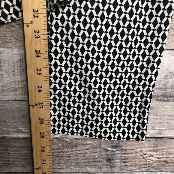 FOXCROFT Black White Print Chino Washable Stretch Side Zipper Pants Size 8 - Picture 9 of 10